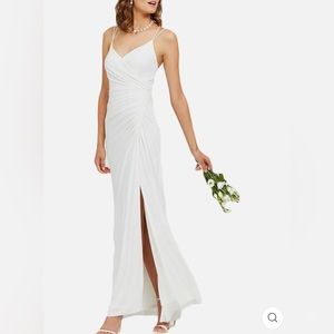 Ruched V-Neck Evening Dress